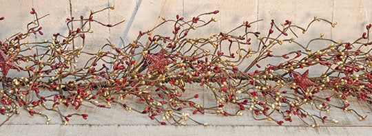 Burgundy & Gold Holiday Stars Garland
