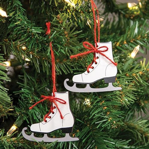 2/Set Wooden Ice Skate Ornaments