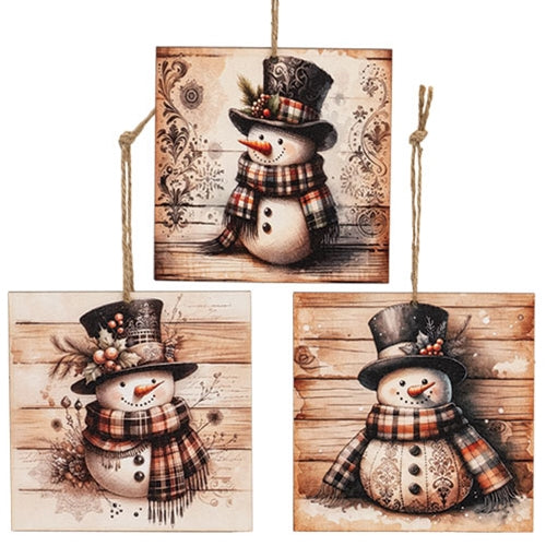Vintage Pattern Snowman Ornament