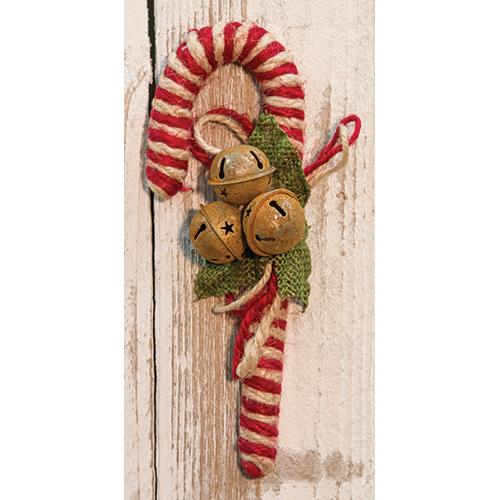 Jute Candy Cane with Jingle Bells