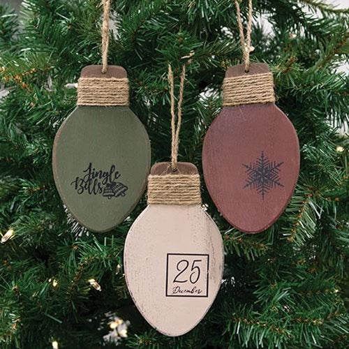 Distressed Wooden Christmas Light Ornament